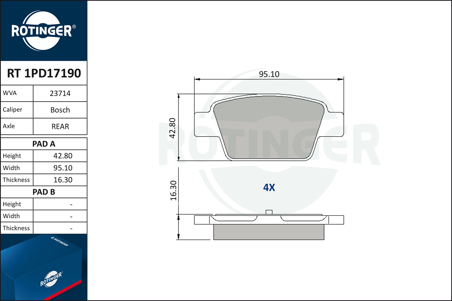 ROTINGER Fékbetét, mind RT1PD17190_ROT